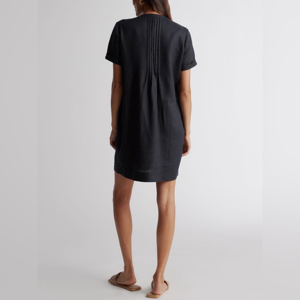 QUINCE Short Sleeve Swing Linen Dress - Picture 2 of 4